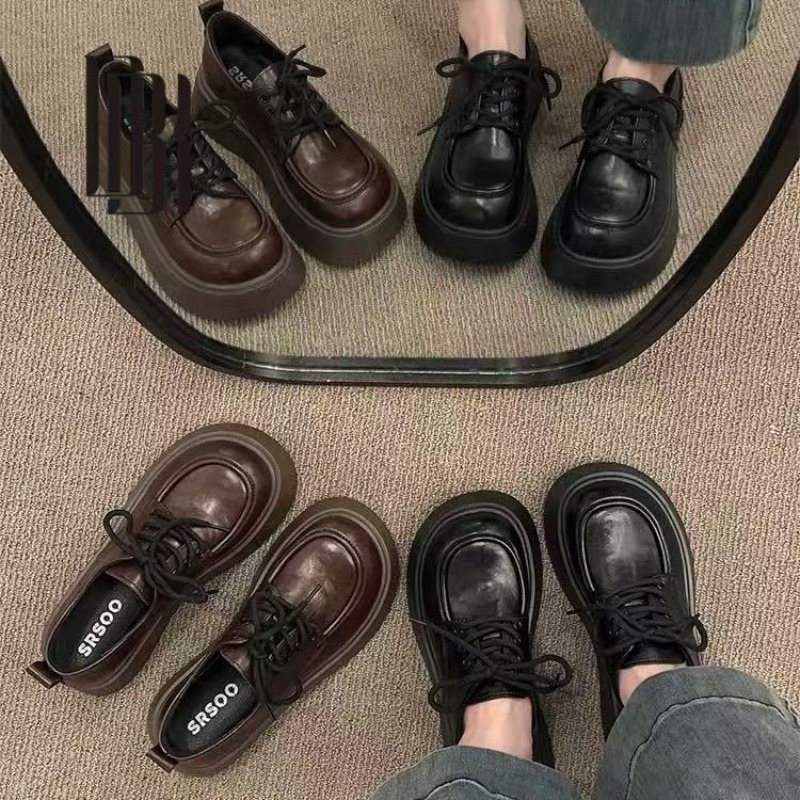 Oxford Lace Up Women - 여성용 빈티지 브라운 레이스업 플랫폼 옥스포드