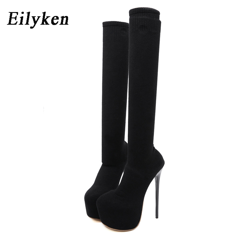 Eilyken 여성용 플랫폼 힐, 무릎 위, 겨울 부츠 - Sock Boot Women 리뷰 및 가격