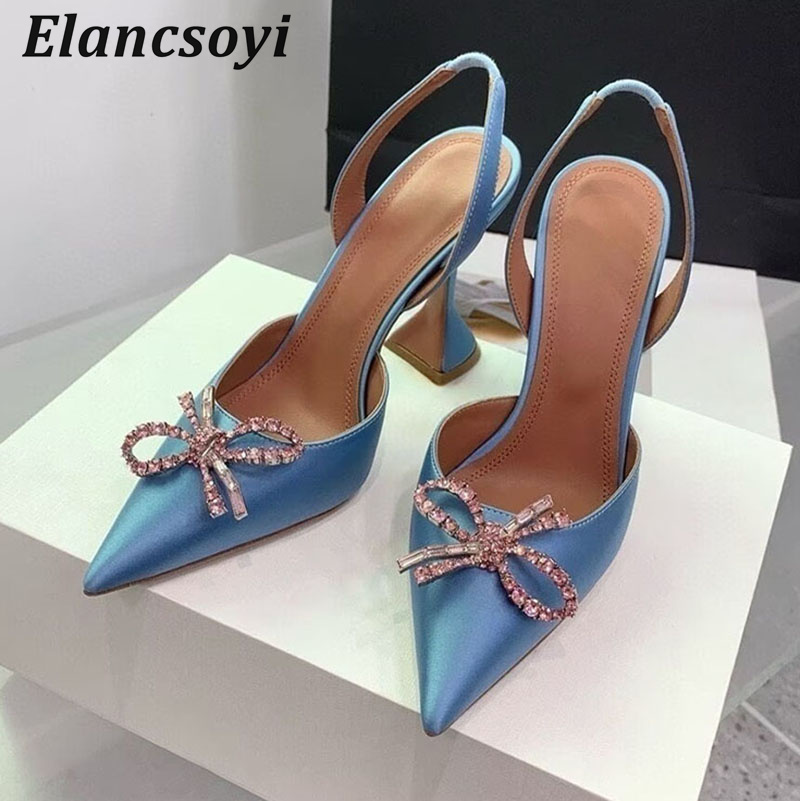 뾰족코 하이힐 여성 펌프스 크리스탈 리본 새틴 샌들 여 - Women'S Shoes Quality 리뷰 및 가격
