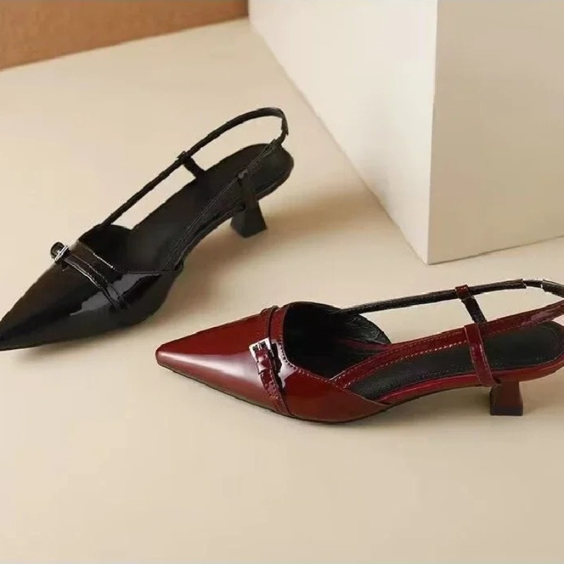 여성 샌들 패션 뾰족한 낮은 굽 싱글 슈즈 품질 가죽  - Women'S Shoes Quality 리뷰 및 가격