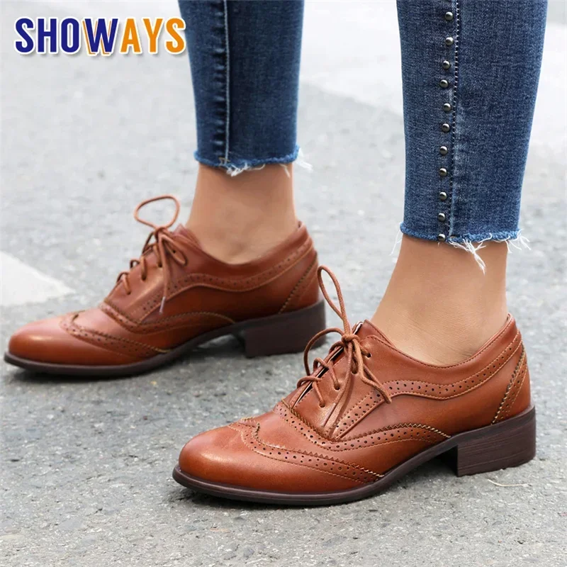 영국 플랫 여성 옥스퍼드 미드 스퀘어 힐 화이트 브라운 - Oxford Lace Up Women 리뷰 및 가격