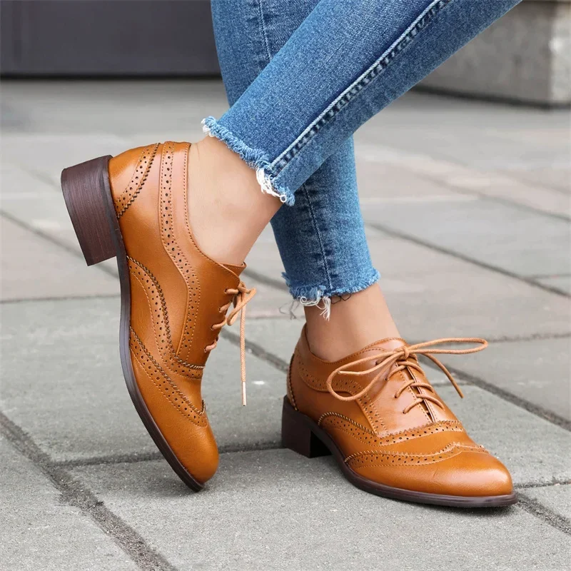 영국 플랫 여성 옥스퍼드 미드 스퀘어 힐 화이트 브라운 - Oxford Lace Up Women 리뷰 및 가격
