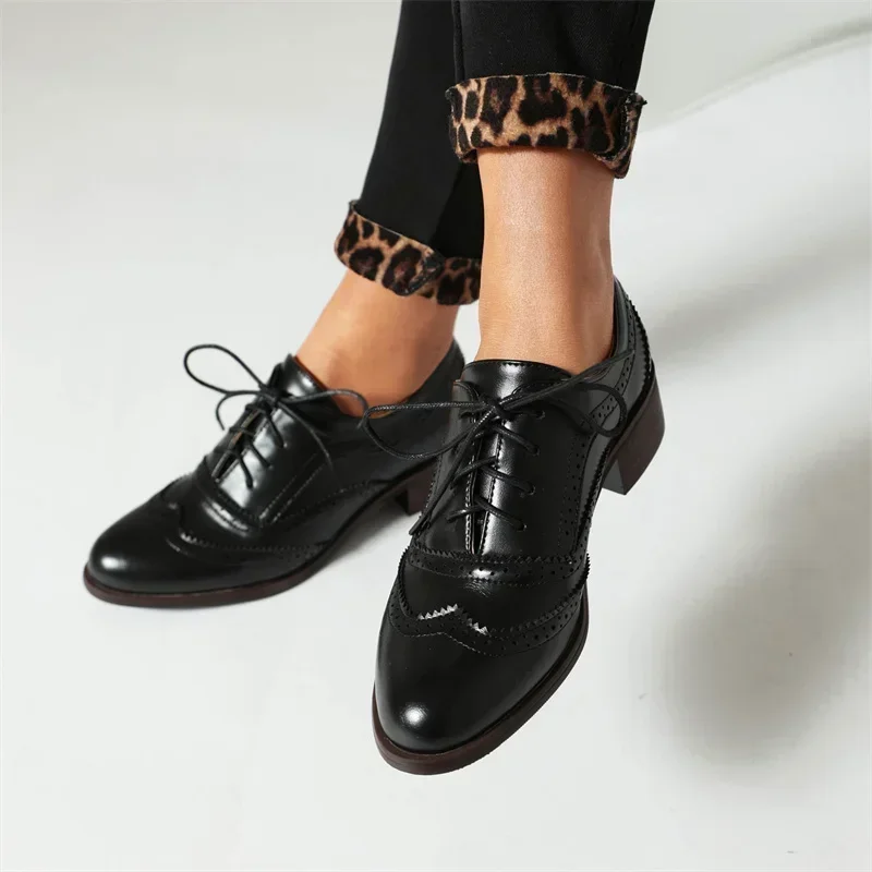 영국 플랫 여성 옥스퍼드 미드 스퀘어 힐 화이트 브라운 - Oxford Lace Up Women 리뷰 및 가격