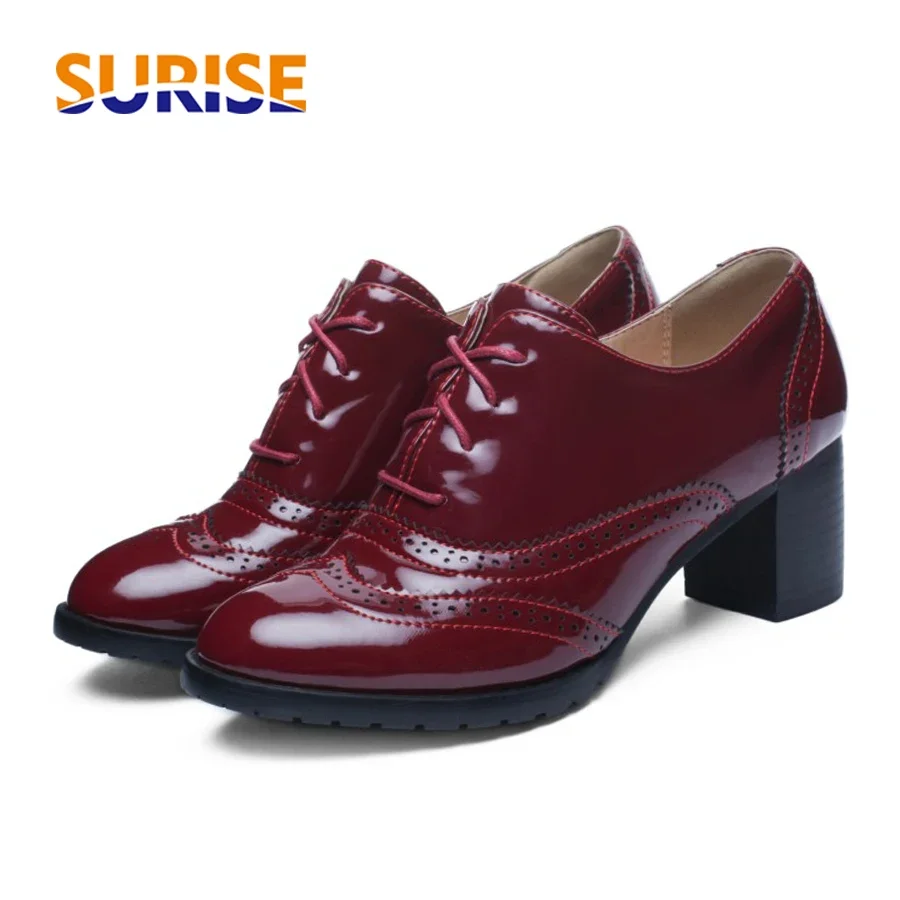 영국 여성 옥스포드 블루 레드 블랙 특허 가죽 하이블록 - Oxford Lace Up Women 리뷰 및 가격