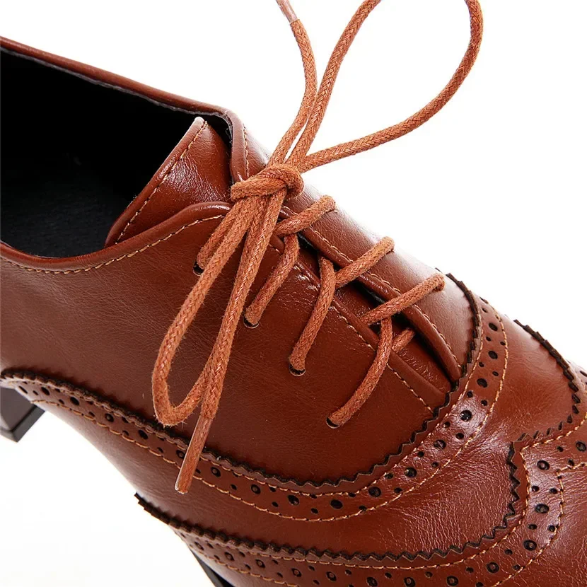 영국 여성용 옥스포드 하이 블록 힐 윙팁스 베이지 블랙 - Oxford Lace Up Women 리뷰 및 가격