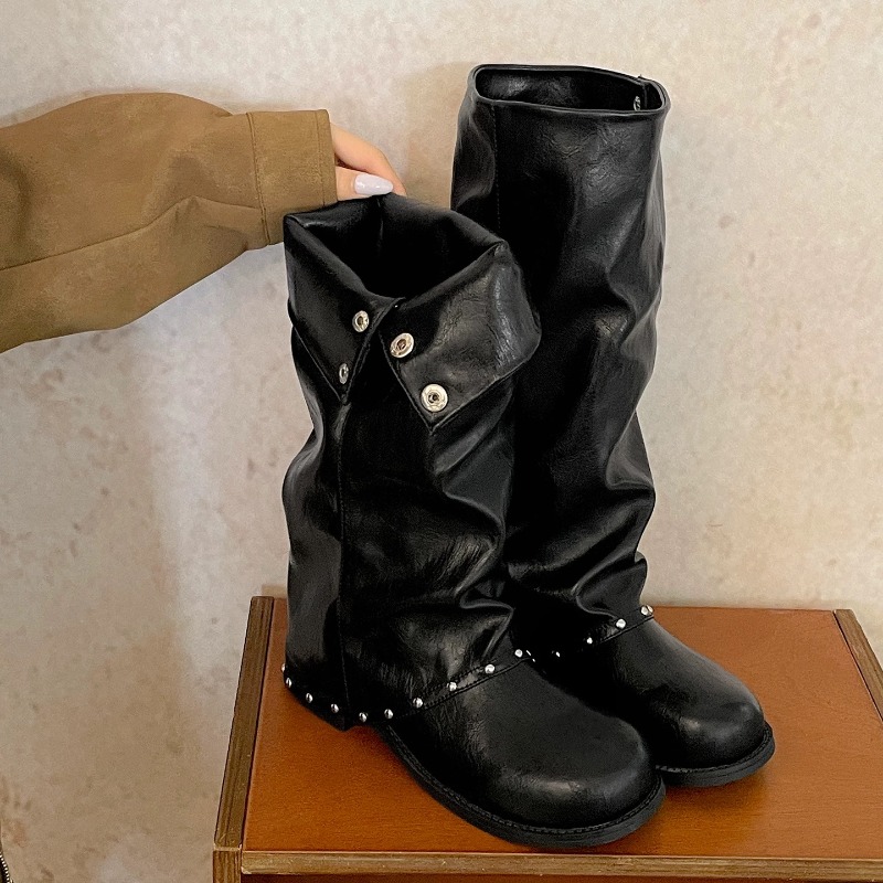 여성용 루즈핏 튜브형 롱 부츠, 접을 수 있는 부츠 윗 - Knee High Boots Women 리뷰 및 가격