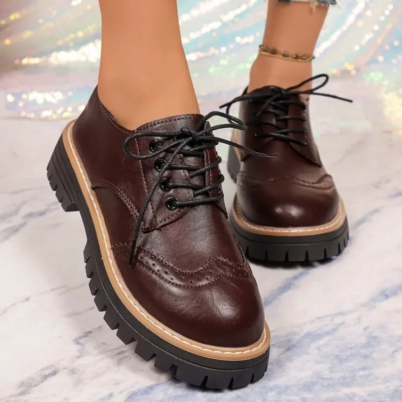 여성 클래식 플랫폼 옥스포드 슈즈 스티치 러그 솔 스무 - Oxford Lace Up Women 리뷰 및 가격